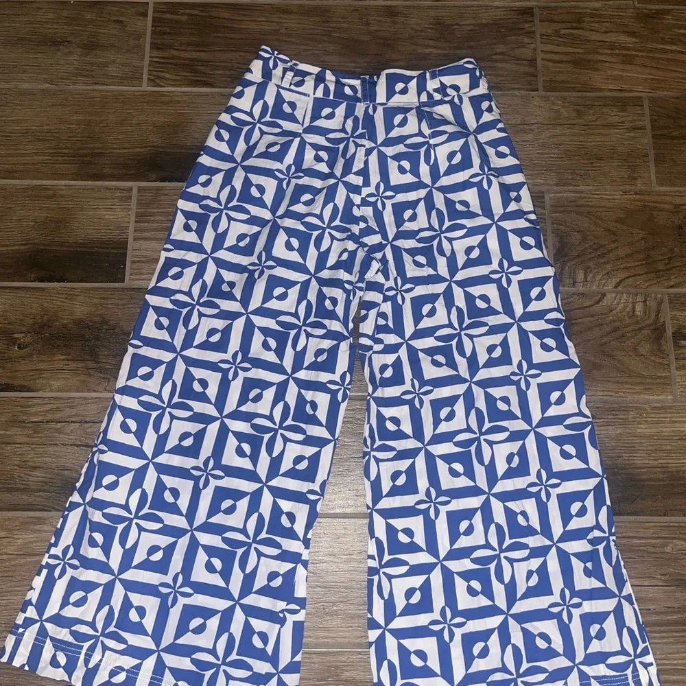 Free People Menocra Cropped Printed Pants Wide Leg size 6 - Picture 3 of 4